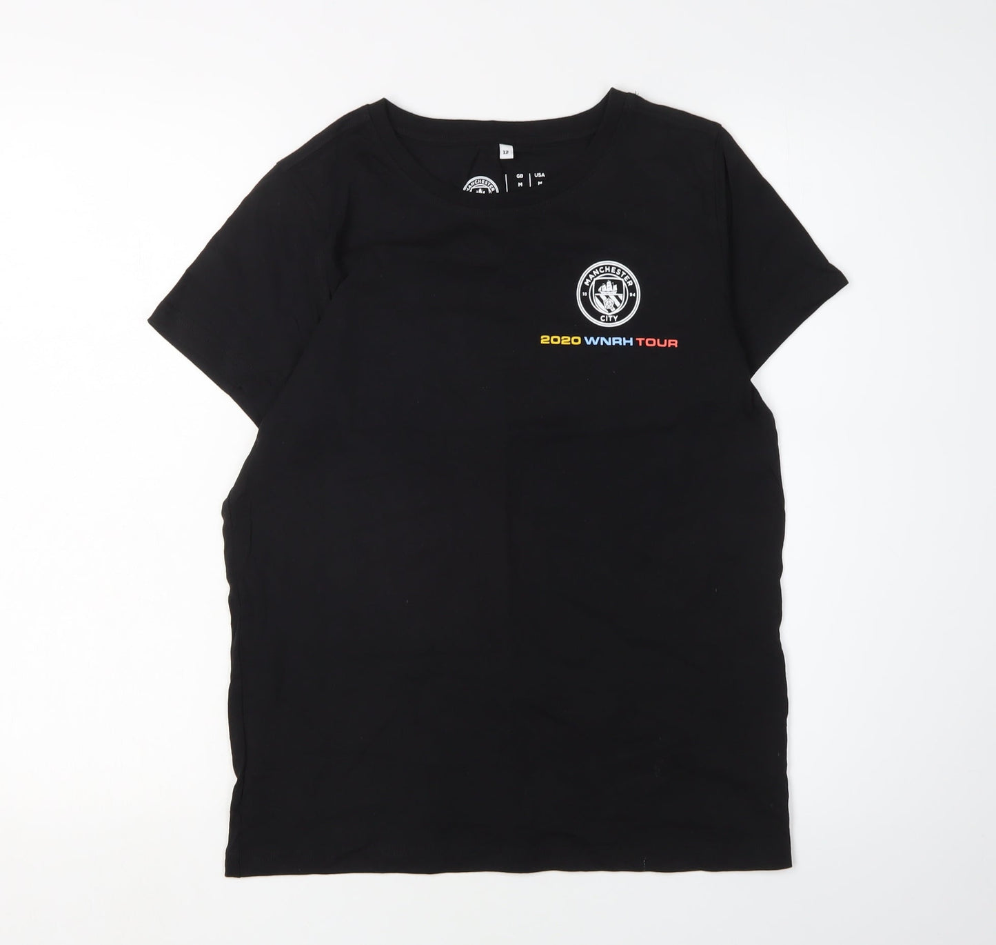 Manchester City Black T-Shirt, Unisex Adults Size 12