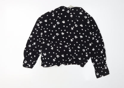 Whistles Women's Black Floral Blouse Size 4
