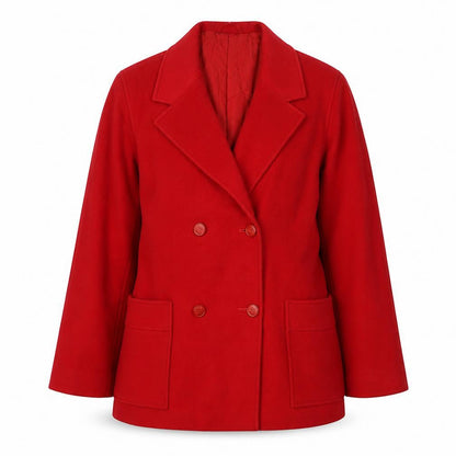 DAKS Women's Red Wool Pea Coat Size 12