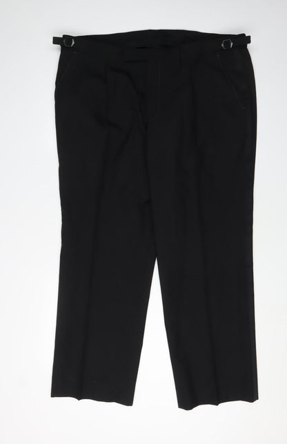 Magee Men's Black Dress Pants - 42S, Wool, Formal