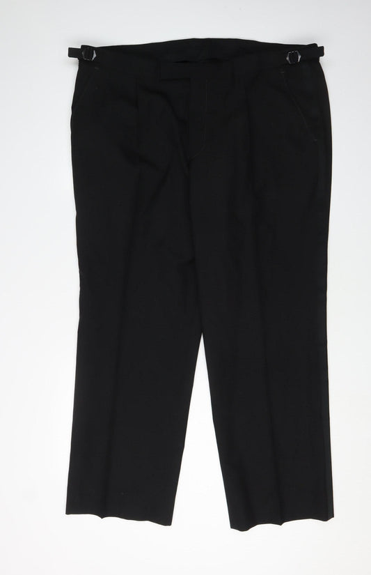 Magee Men's Black Dress Pants - 42S, Wool, Formal