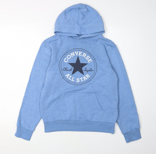 Converse Boys Blue Pullover Hoodie L - Logo Graphic Print