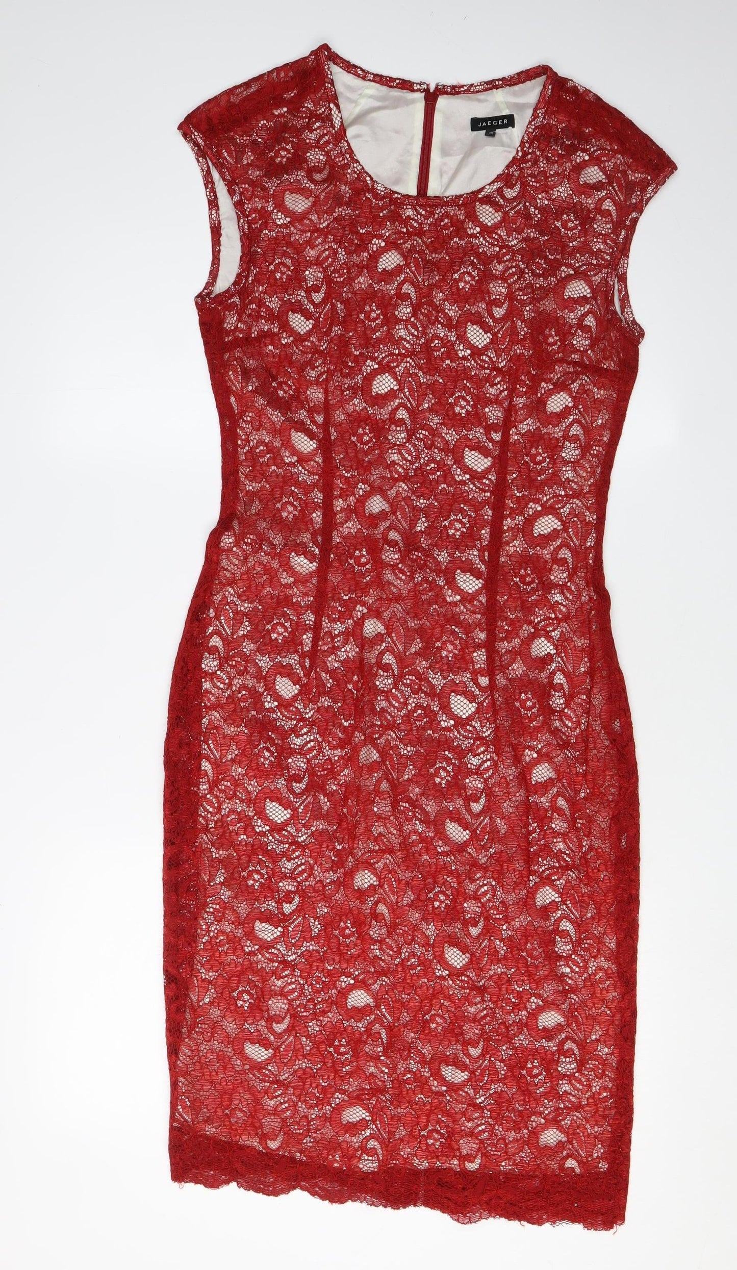 Jaeger Red Women's Sheath Dress, Size 10, Cocktail Elegance