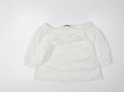 Womens UK Size 4 Tommy Hilfiger White Cropped Blouse