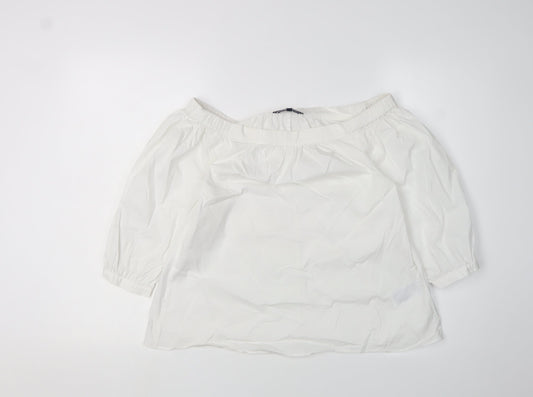 Womens UK Size 4 Tommy Hilfiger White Cropped Blouse