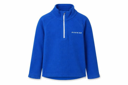 Front view of Dare 2b boys’ blue fleece 1/2 zip sweatshirt, size 5-6, years