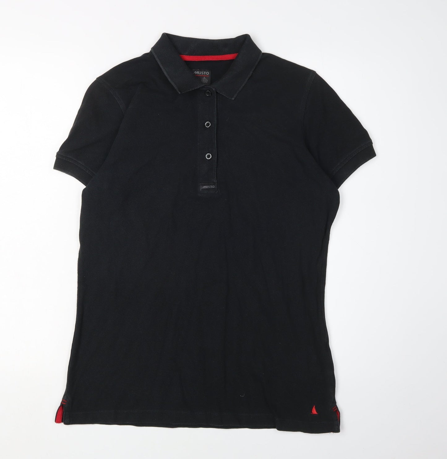 Musto Women's Black Polo Shirt Size 12 Cotton Casual