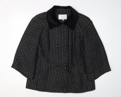 Jacques Vert Women's Black Cape, Size 14, Collared Button Design