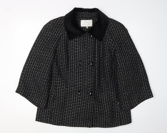 Jacques Vert Women's Black Cape, Size 14, Collared Button Design