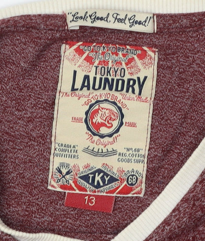 Tokyo Laundry Boys Red T-Shirt, V-Neck Short Sleeve, Size 13