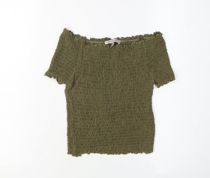 Womens UK Size 8 Marks and Spencer Green Cropped T-Shirt