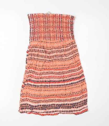 Markamy Women's Orange Strapless Dress S Beach