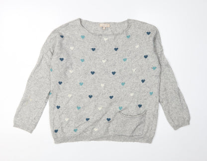 Benedetar Women’s Grey Heart Pullover Size M