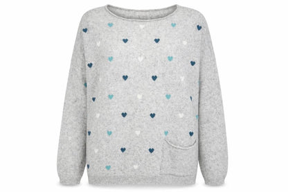 Benedetar Women’s Grey Heart Pullover Size M