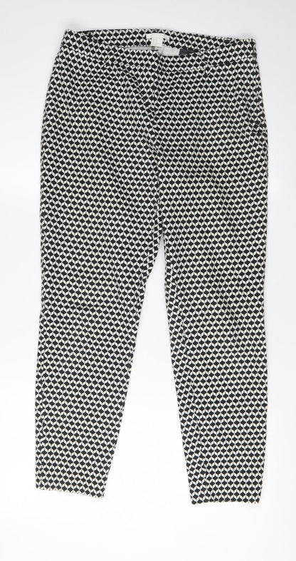 H&M Women's Black Geometric Cropped Trousers Size 12