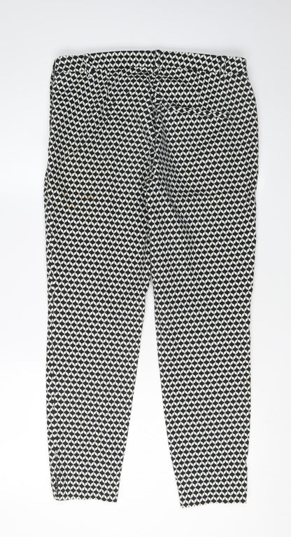 H&M Women's Black Geometric Cropped Trousers Size 12