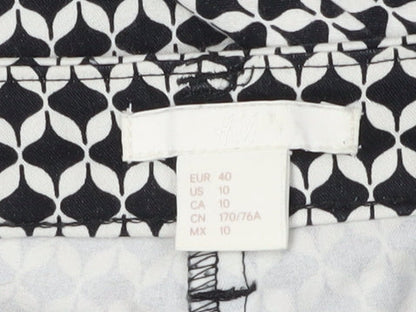 H&M Women's Black Geometric Cropped Trousers Size 12