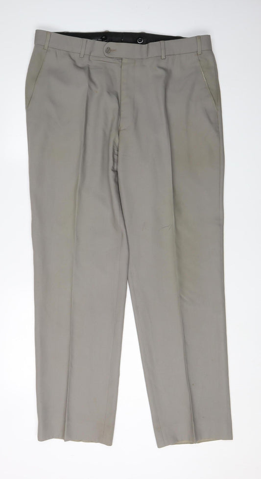 Jeff Banks Men's Beige Dress Pants, Size 38, Regular Fit
