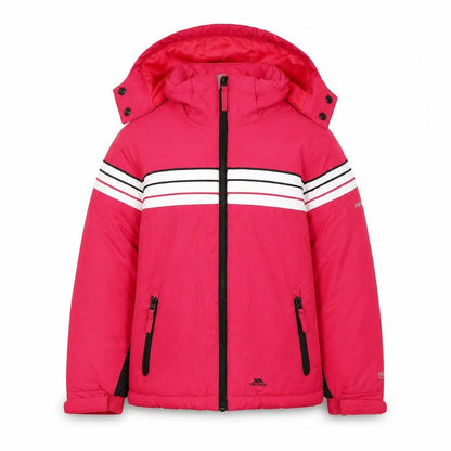 Front view of Trespass girls’ pink puffer jacket 5-6 years