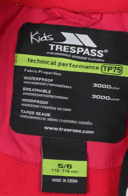 Trespass Girls Pink Puffer Jacket 5-6 Years