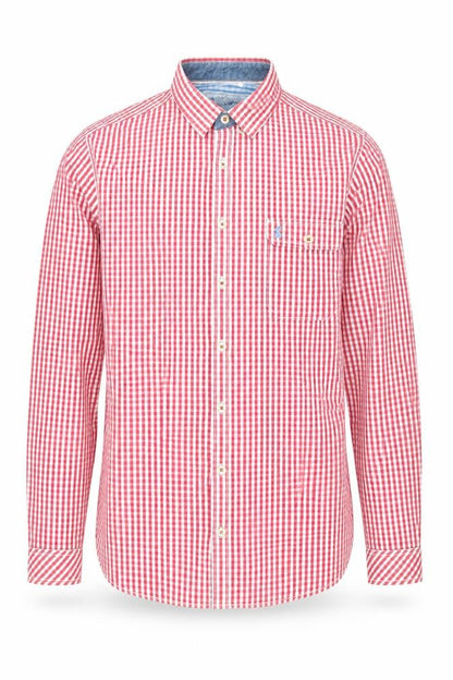Joules Men's Red Checked Long Sleeve Shirt - Medium