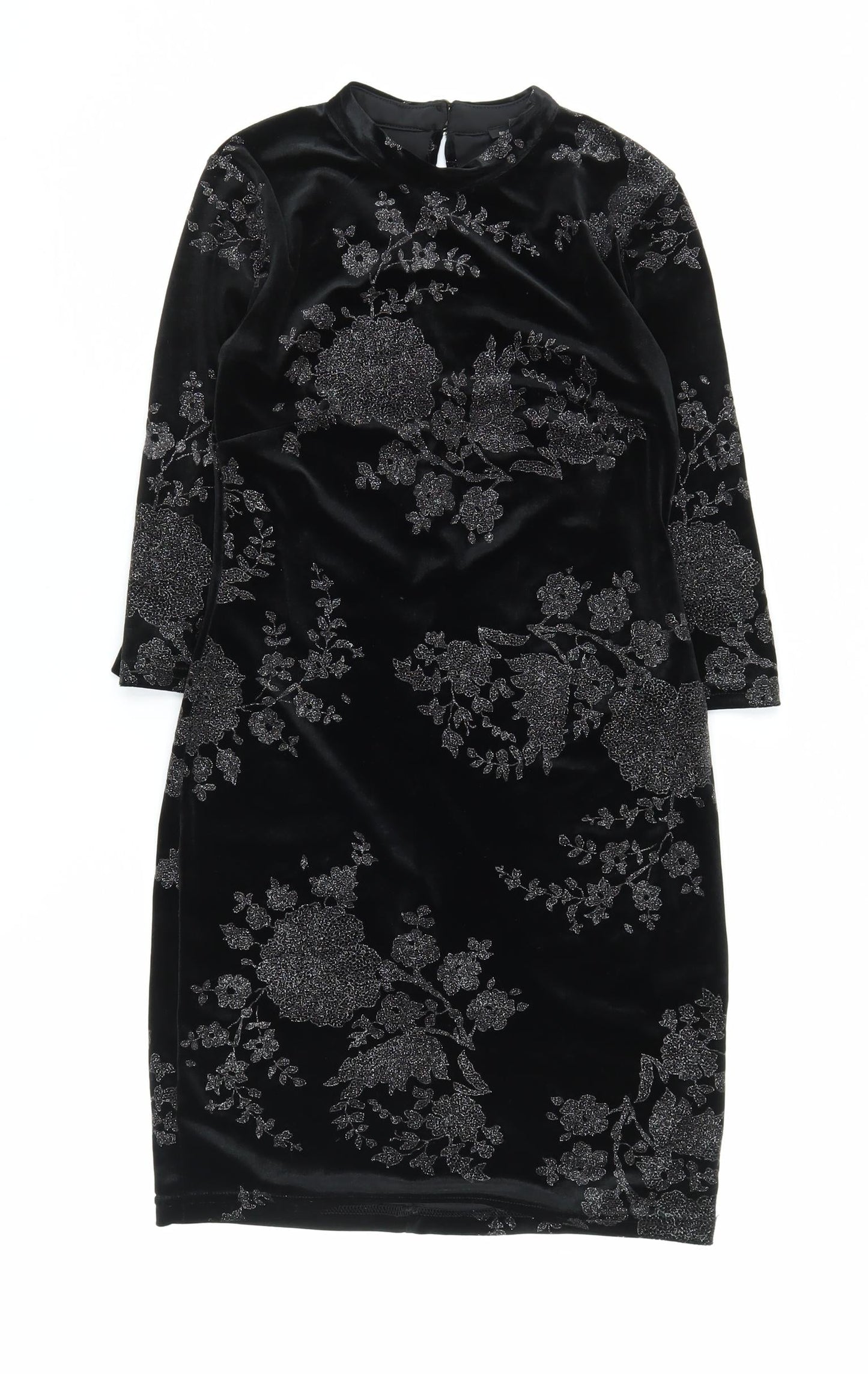 River Island Women’s Black Velvet Sheath Dress Size 8