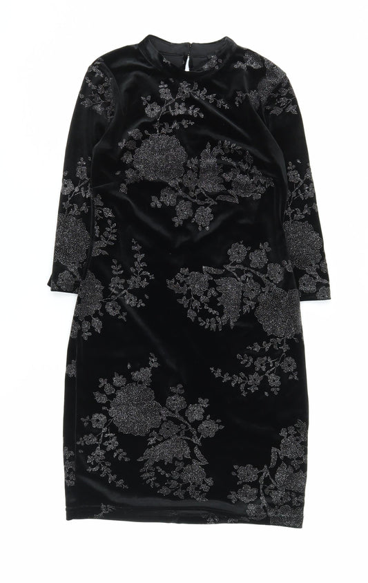 River Island Women’s Black Velvet Sheath Dress Size 8