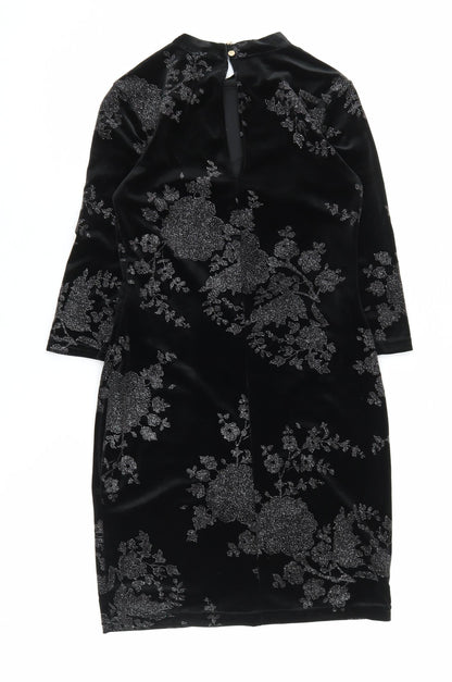 River Island Women’s Black Velvet Sheath Dress Size 8