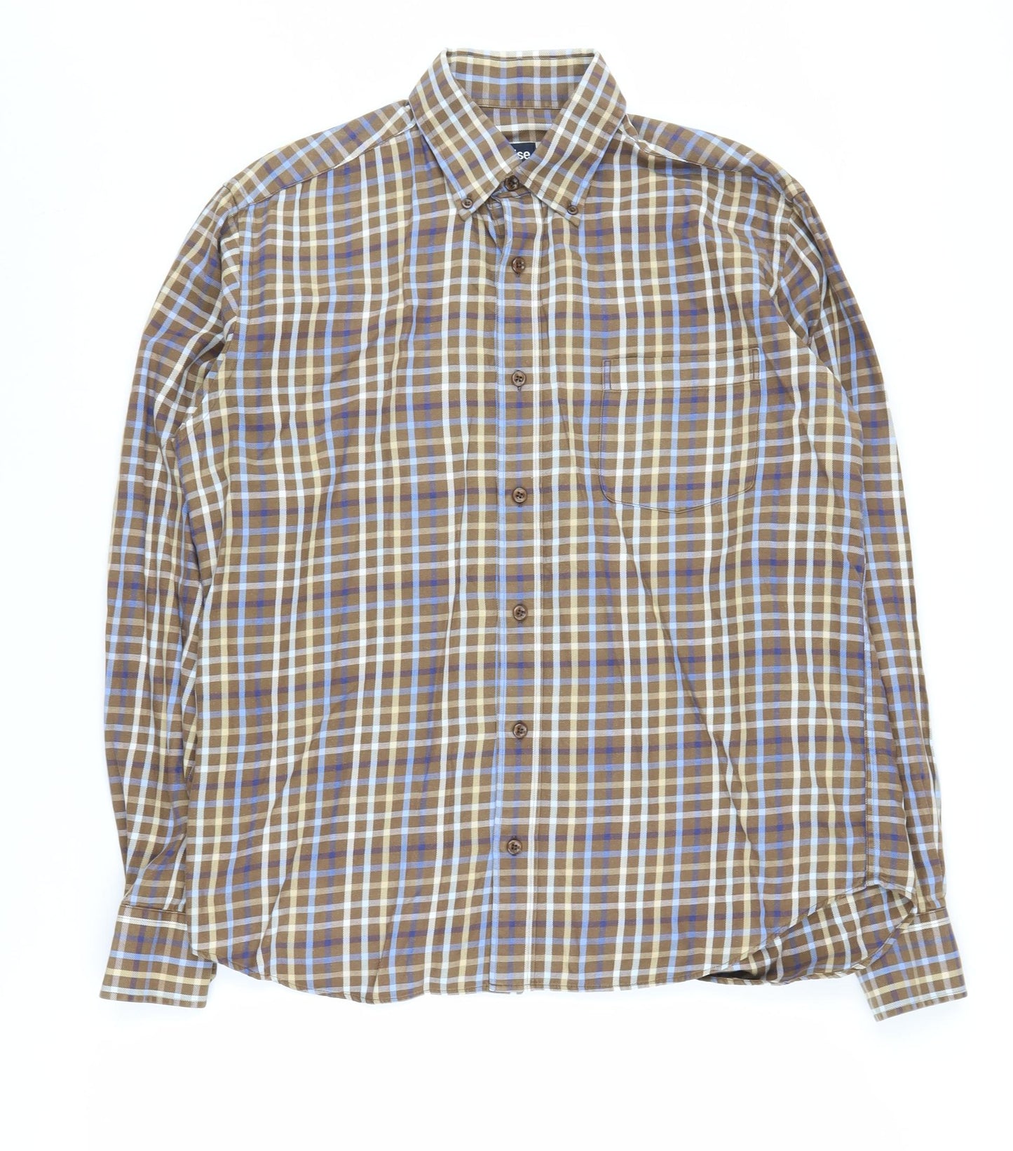 Guise Men's Brown Check Long Sleeve Casual Shirt M