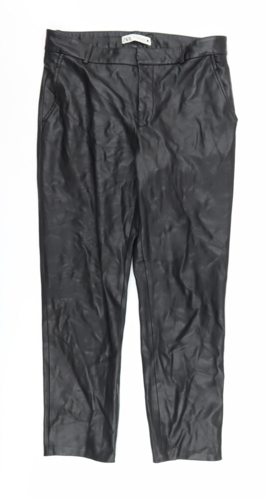 Womens UK Size 10 Zara Regular Fit Dress Pants Black Trousers