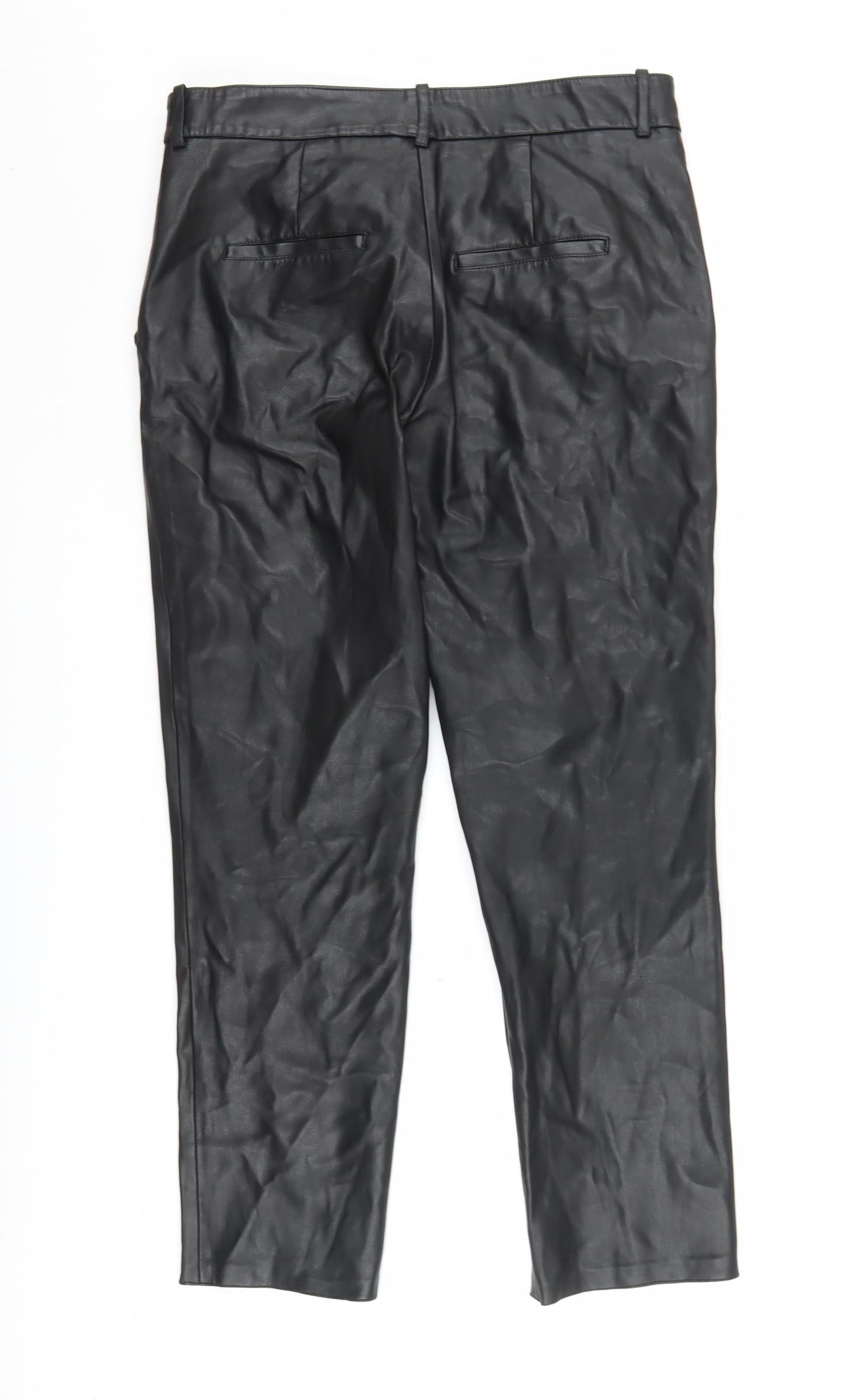Womens UK Size 10 Zara Regular Fit Dress Pants Black Trousers