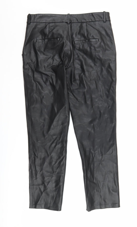 Womens UK Size 10 Zara Regular Fit Dress Pants Black Trousers