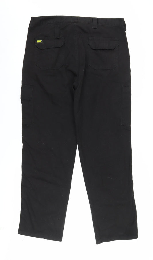 Mud Ice Gravel Men's Black Cargo Trousers, Size 36