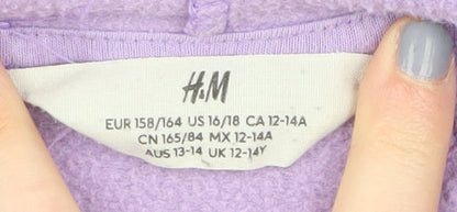 H&M Girls Purple Hoodie, Size 12-14 Years, Pullover Style