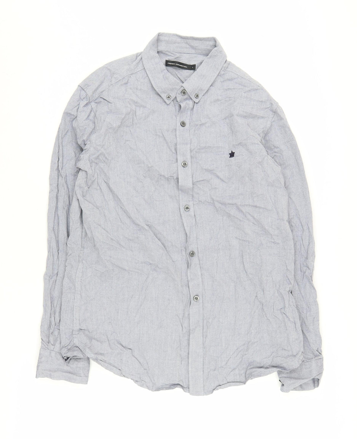 Additional front view of French Connection Men's Blue Button-Up Shirt L