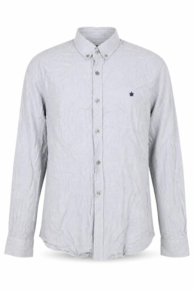 Front view of French Connection Men's Blue Button-Up Shirt L