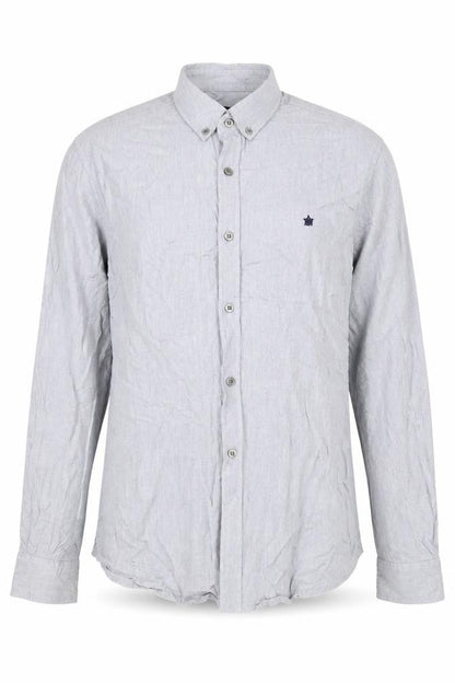 Front view of French Connection Men's Blue Button-Up Shirt L