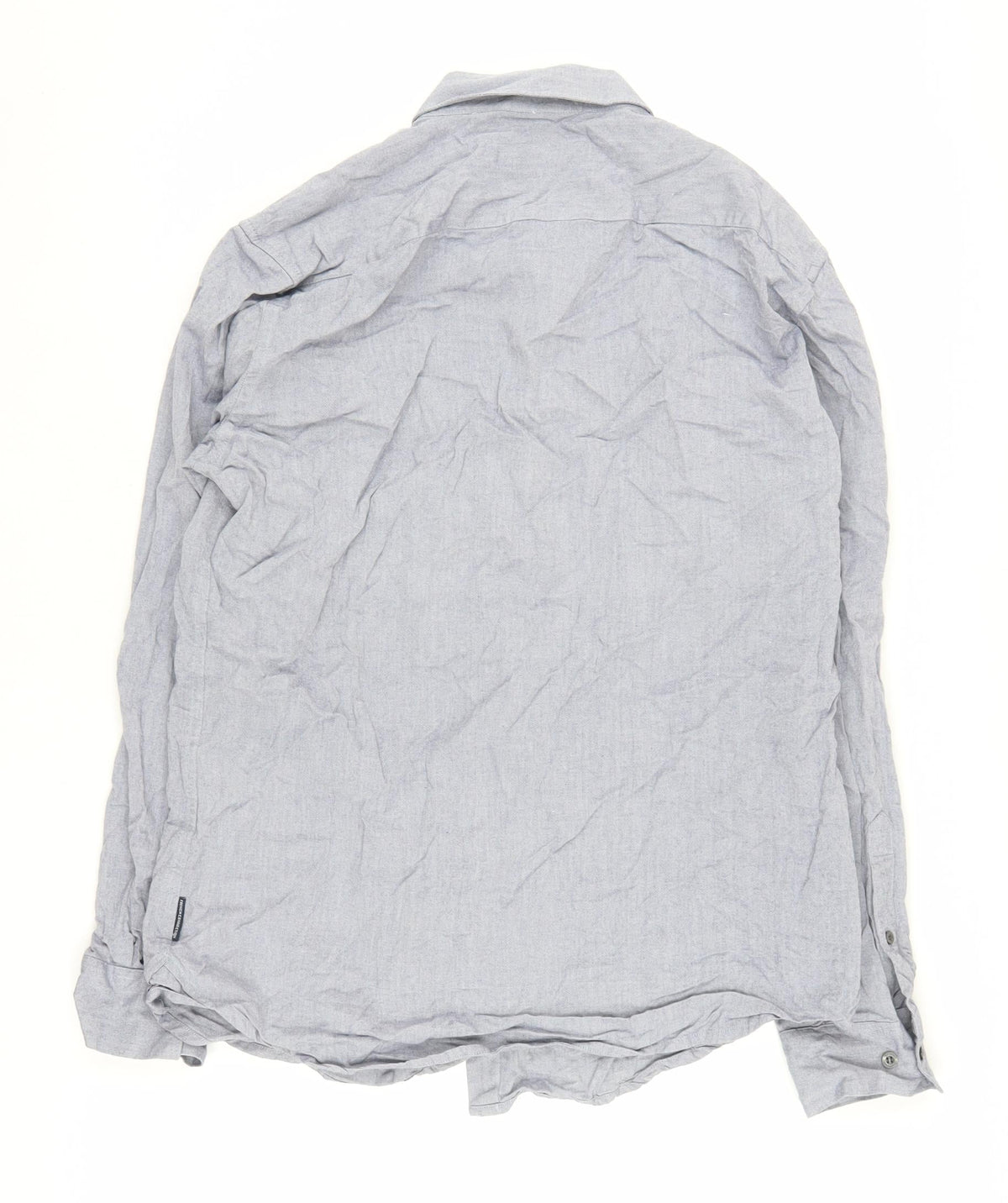 Back view of French Connection Men's Blue Button-Up Shirt L