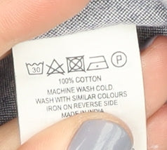 Close-up detail of French Connection Men's Blue Button-Up Shirt L
