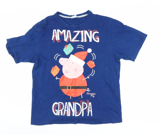 Peppa Pig Men's Blue Christmas T-Shirt Medium