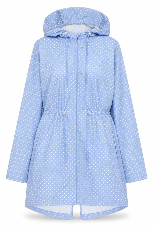 Women's Blue Polka Dot Hooded Parka - M