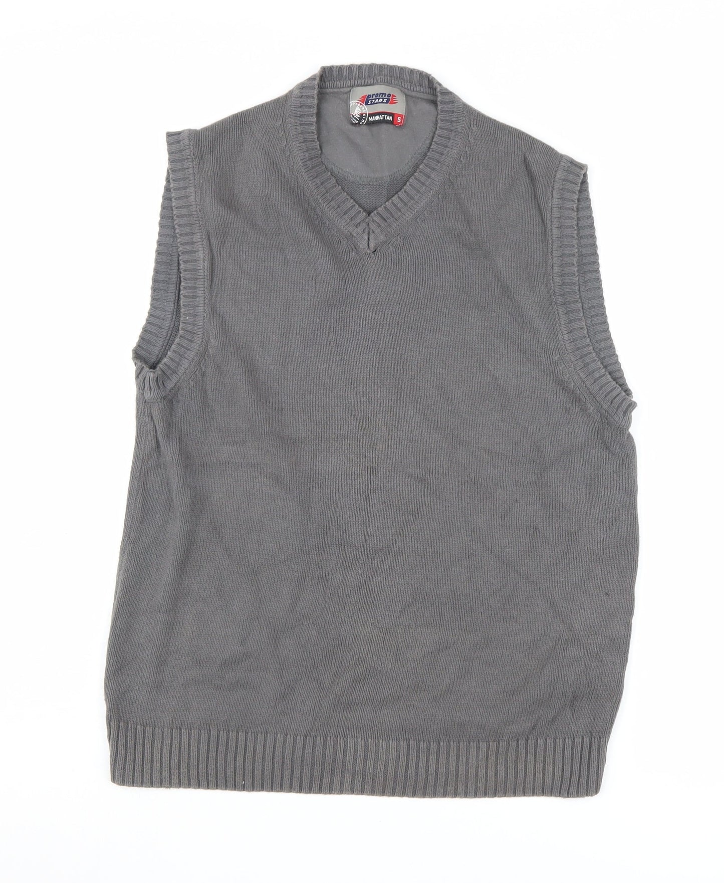 Promo Stars Grey Cotton Men's V-Neck Vest - Size S