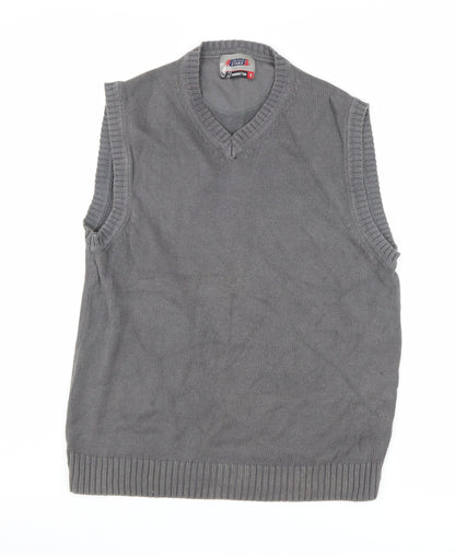 Promo Stars Grey Cotton Men's V-Neck Vest - Size S