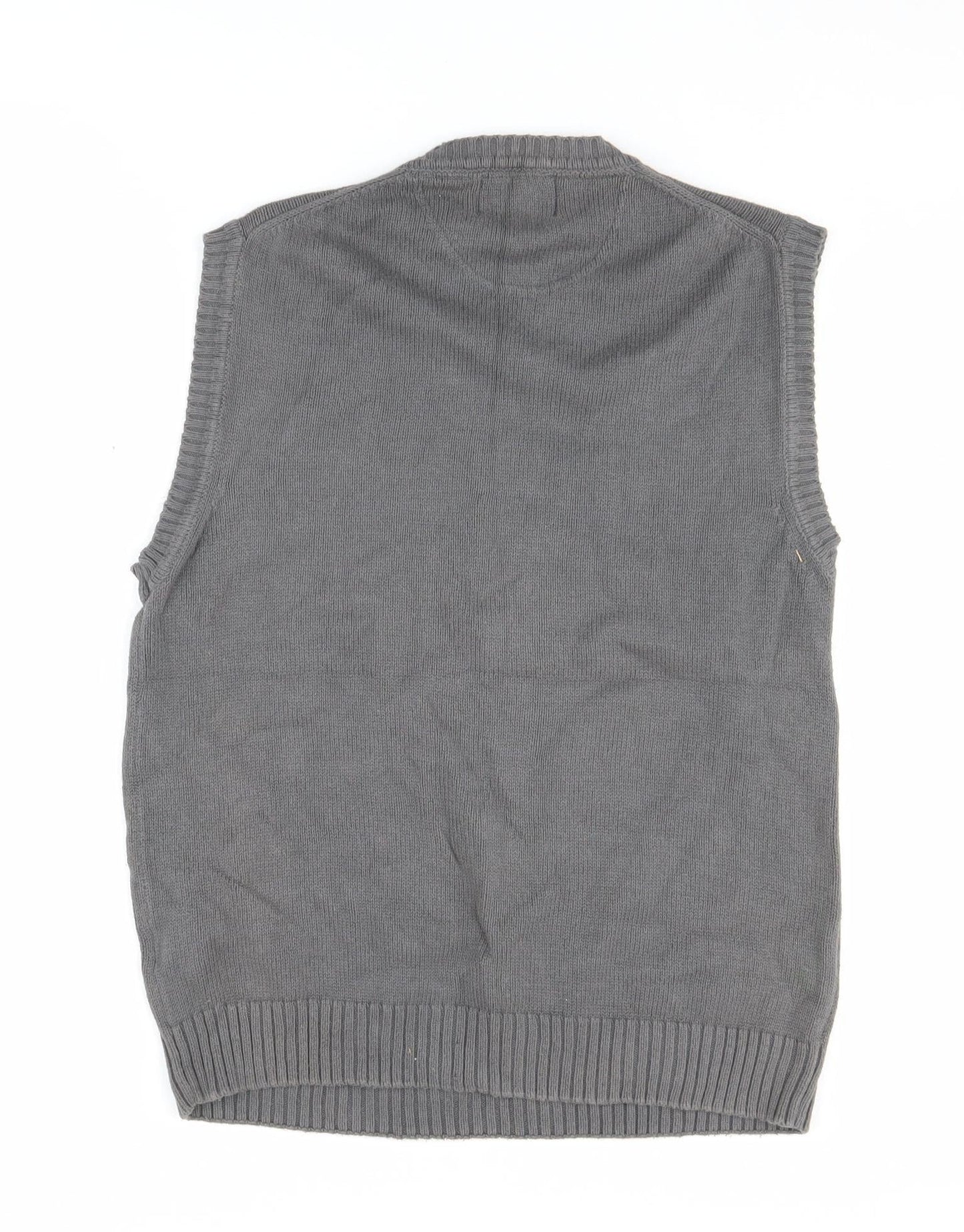Promo Stars Grey Cotton Men's V-Neck Vest - Size S