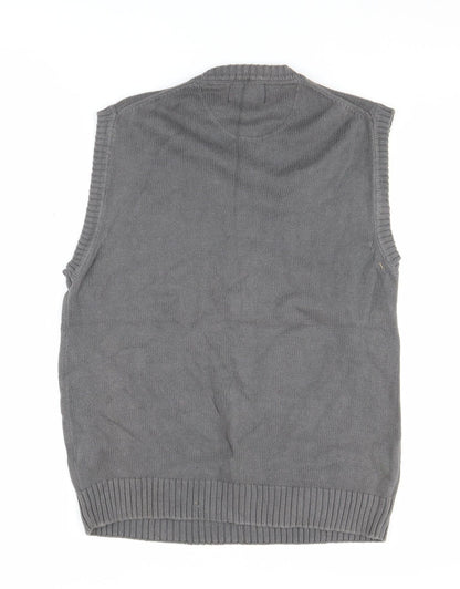 Promo Stars Grey Cotton Men's V-Neck Vest - Size S