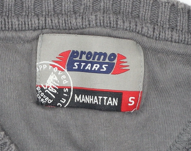 Promo Stars Grey Cotton Men's V-Neck Vest - Size S