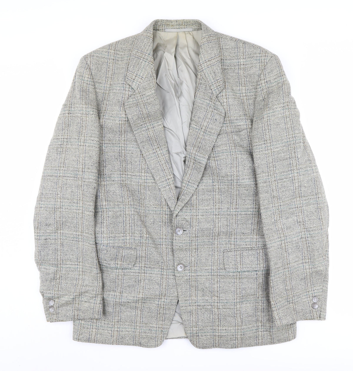 Additional front view of Leithäuser Grey Check Wool Blazer, 42 Regular