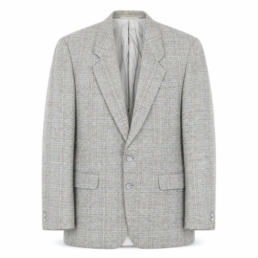Front view of Leithäuser Grey Check Wool Blazer, 42 Regular