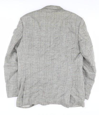 Back view of Leithäuser Grey Check Wool Blazer, 42 Regular