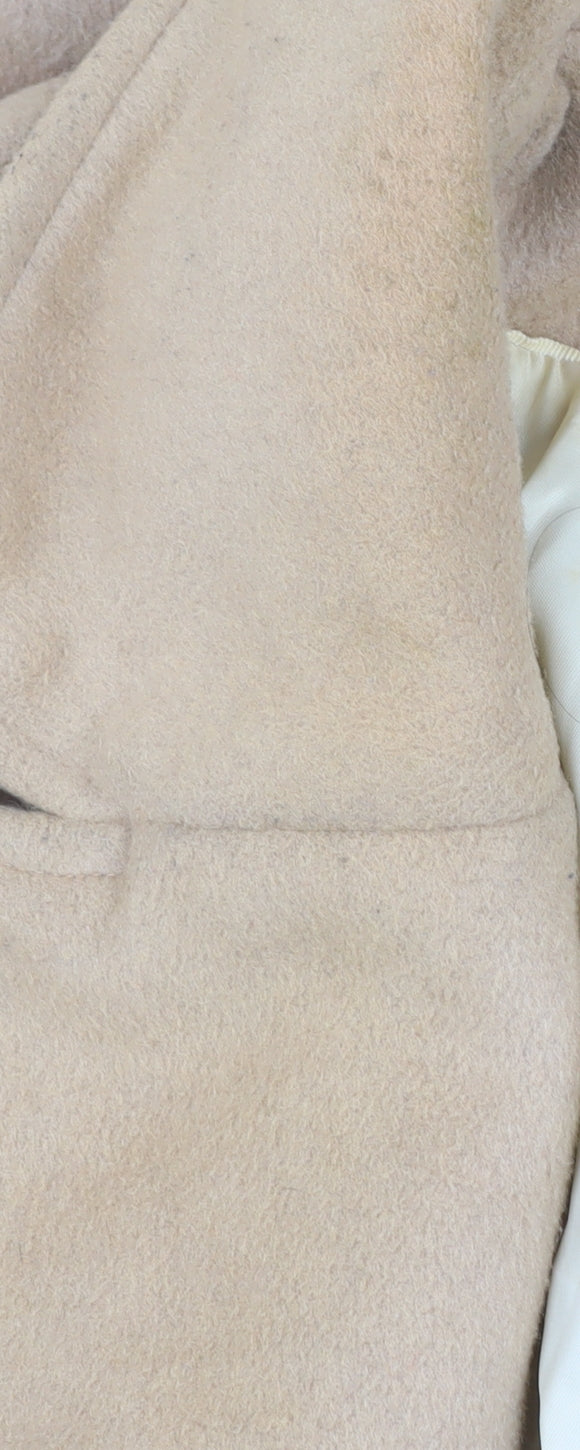 H&M Women's Beige Long Belted Coat - Size 4